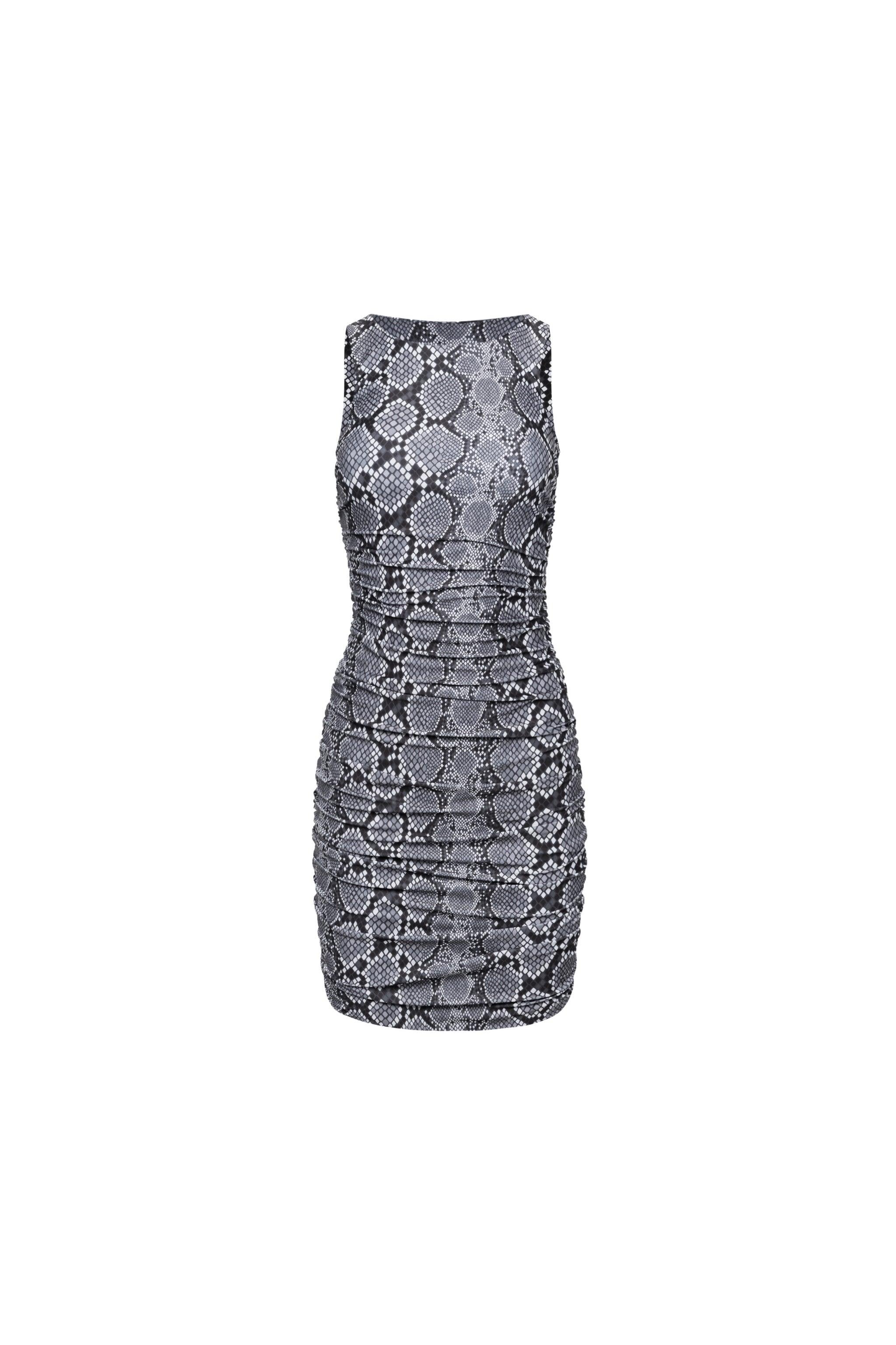 Ibiza Ruched Mini Dress Snake