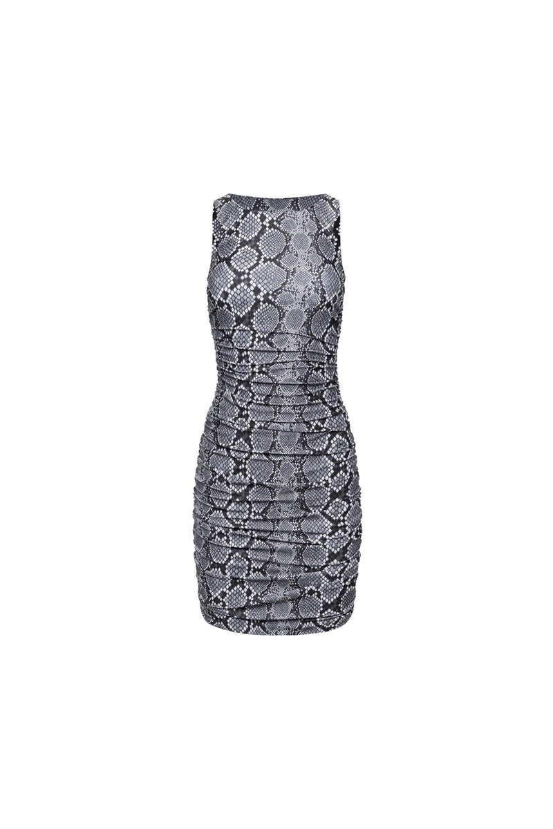 Ibiza Ruched Mini Dress Snake