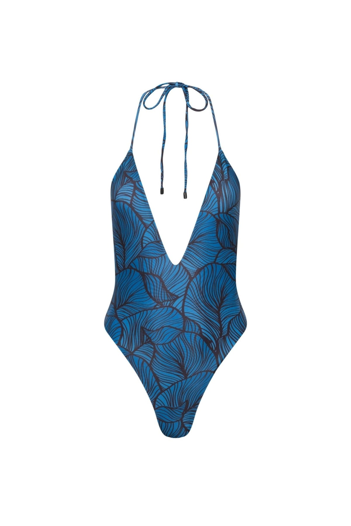 Los Cabos Deep V One Piece Swimsuit – Blue Leaf