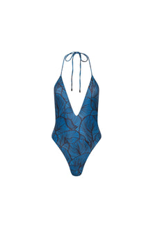 Los Cabos Deep V One Piece Blue Leaf