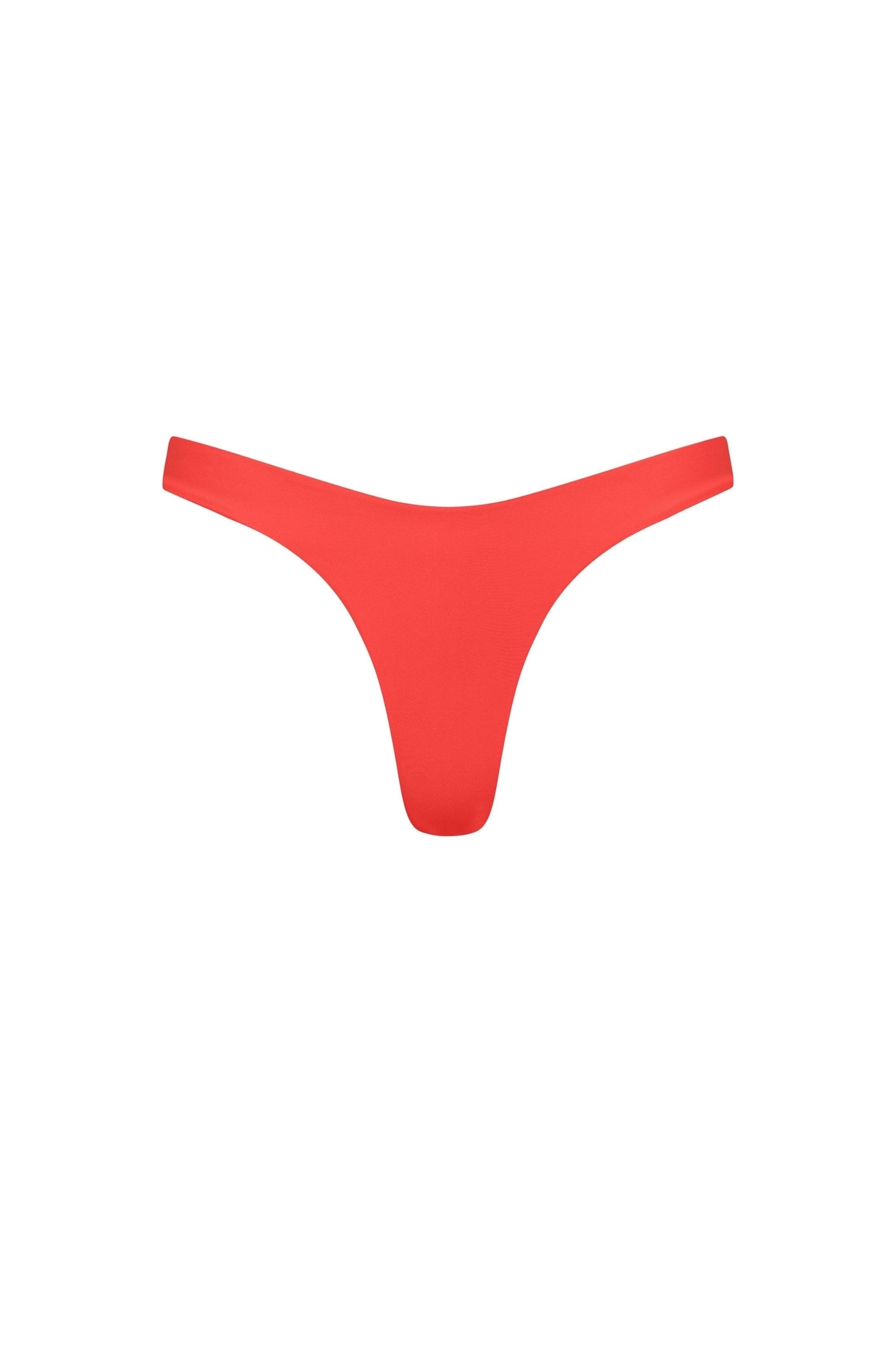 Red High Cut Bikini Bottom
