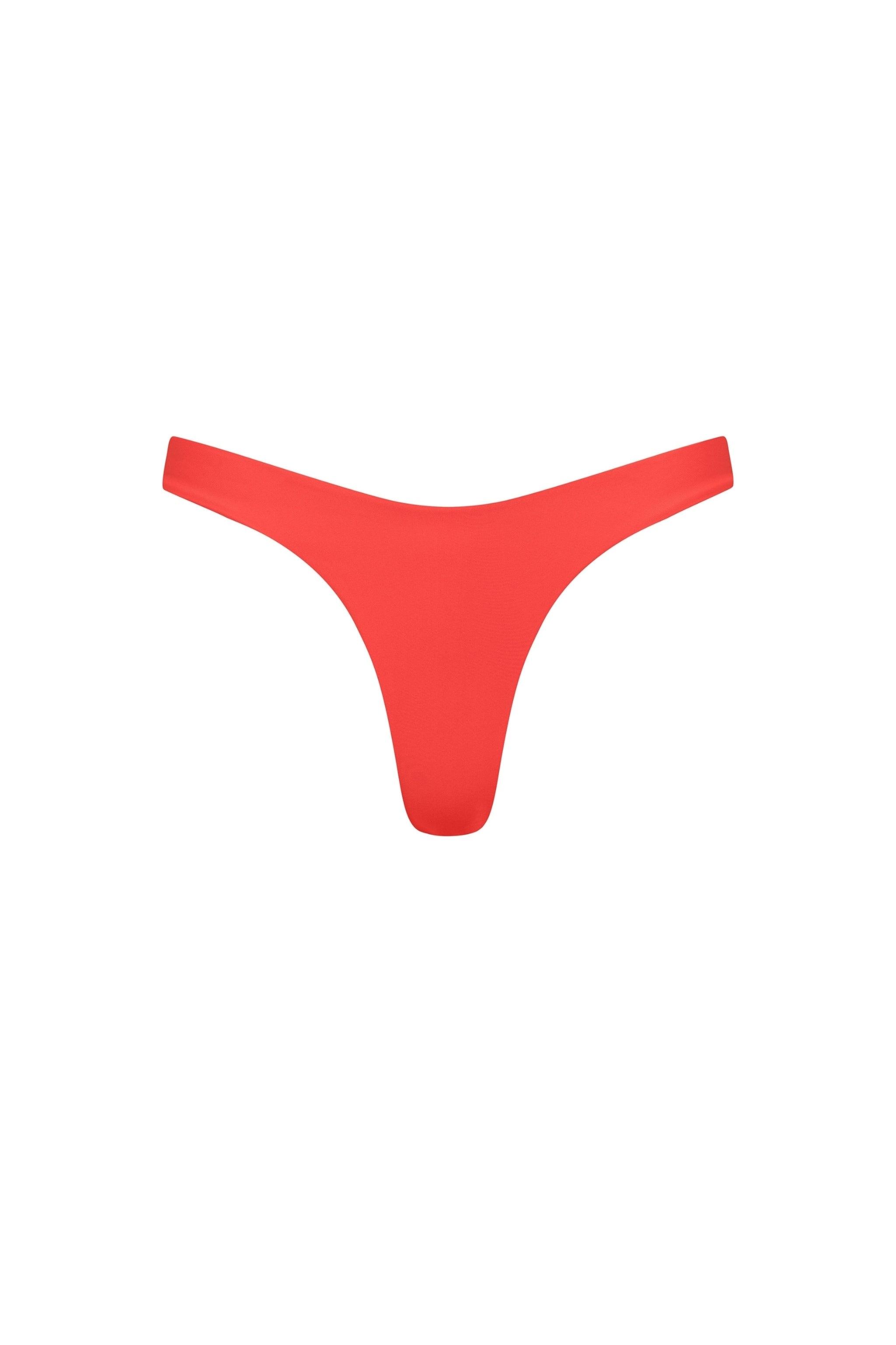 Red High Cut Bikini Bottom
