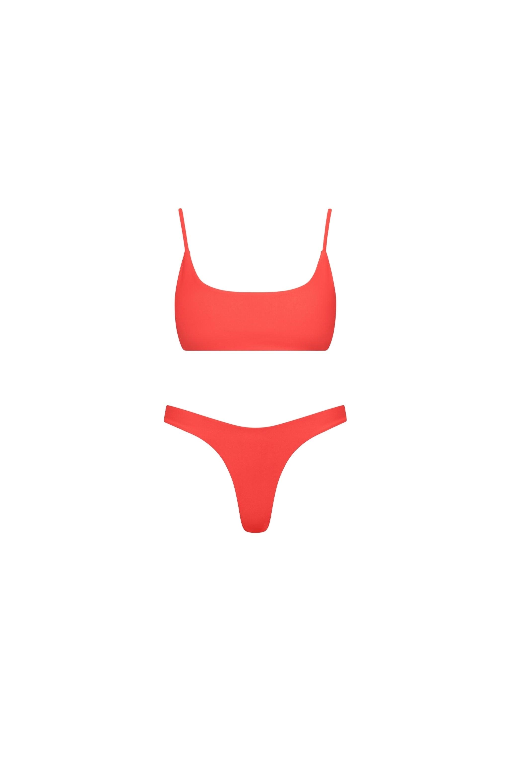 Red Bralette String Bikini Set