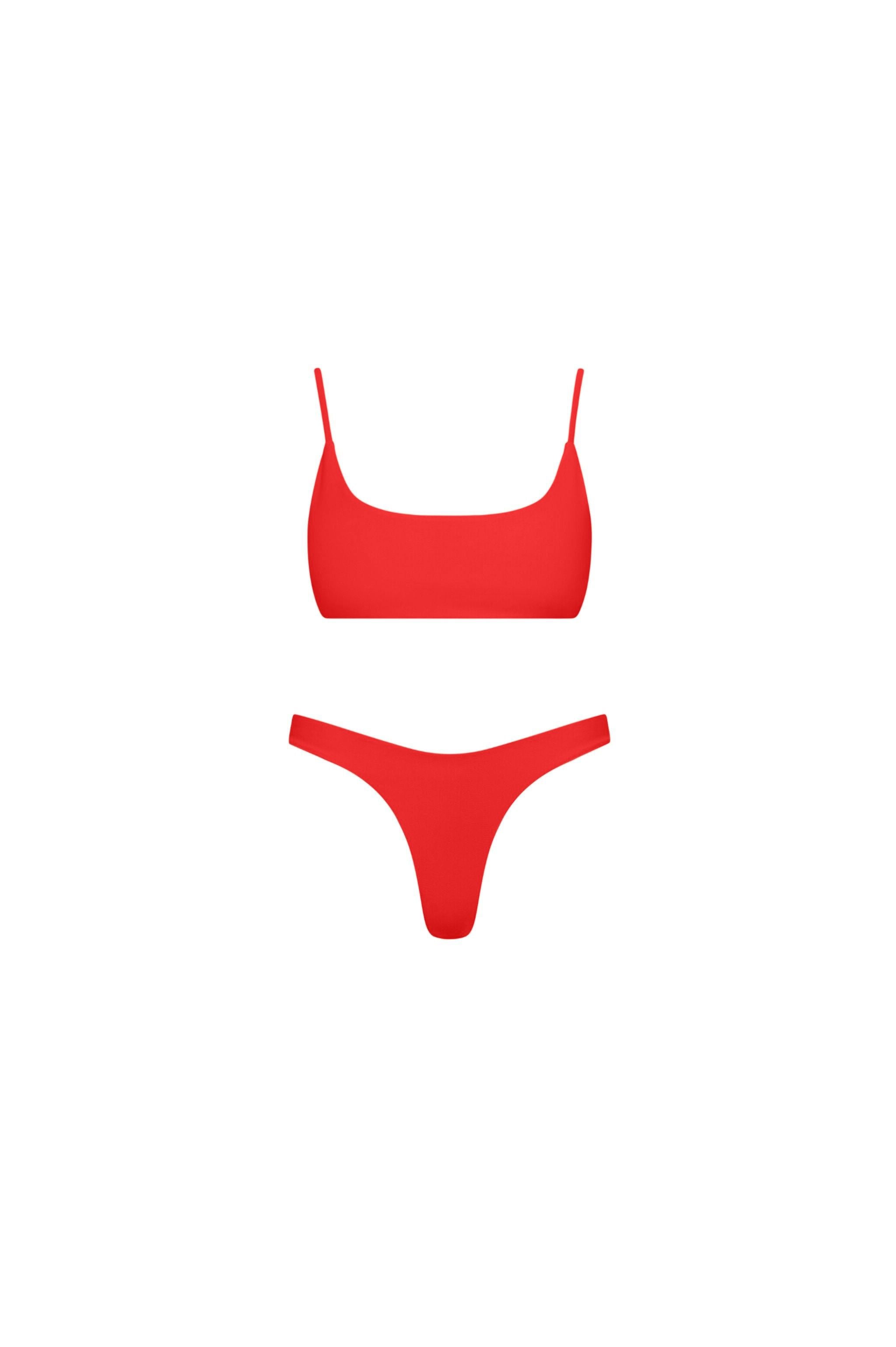 Malibu Bralette Bikini Set Red