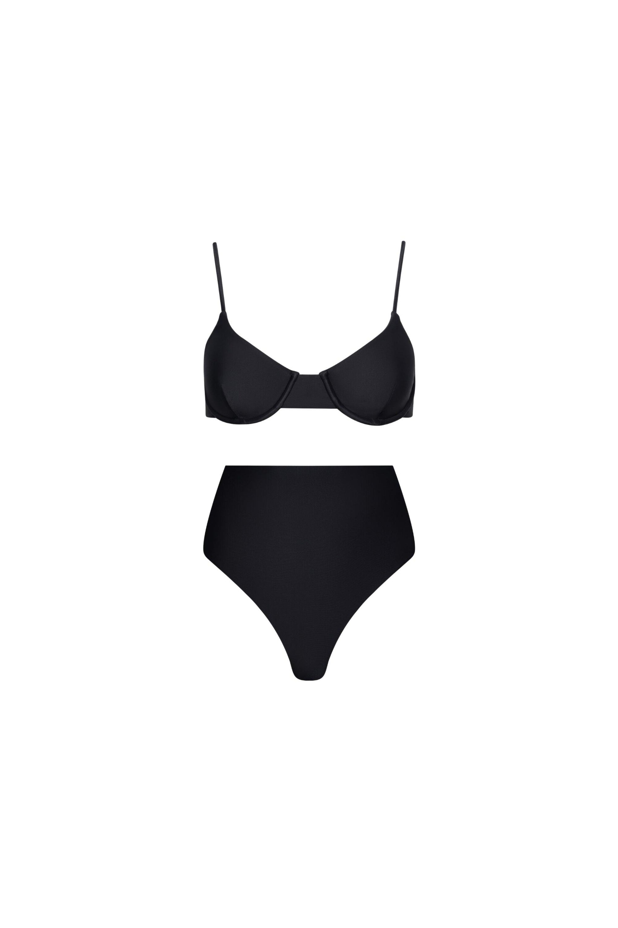 Palermo High Waist Bikini Set Black