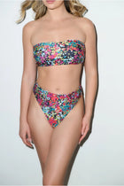 Capri Ruched Bandeau Bikini Set Red Confetti - PLAYALUXE