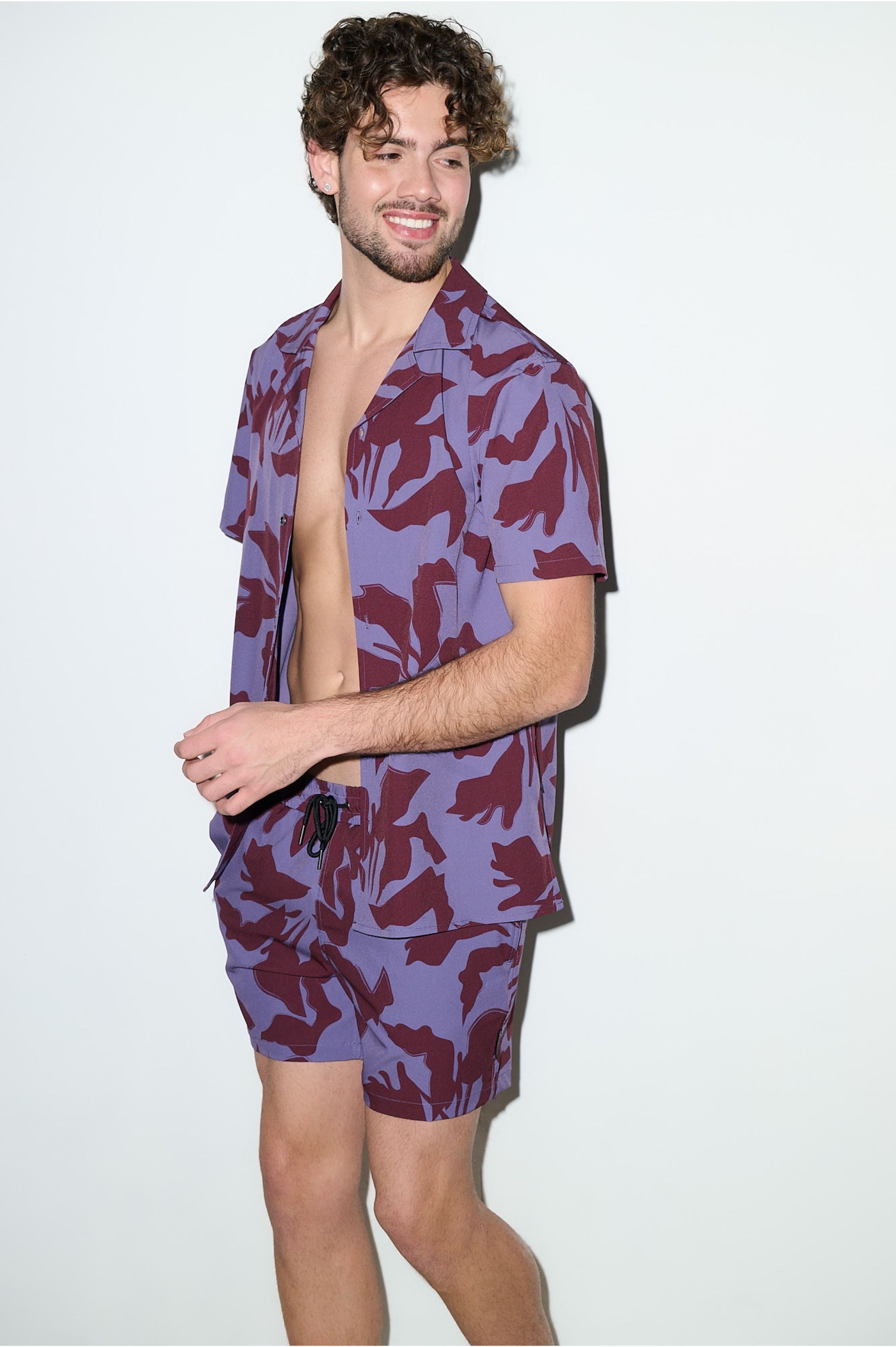 Saint Tropez Cabana Set Burgundy Lilac - PLAYALUXE