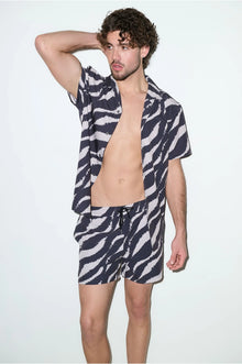 Saint Tropez Cabana Shirt Black Wave - PLAYALUXE