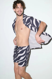 Saint Tropez Cabana Shirt Black Wave - PLAYALUXE