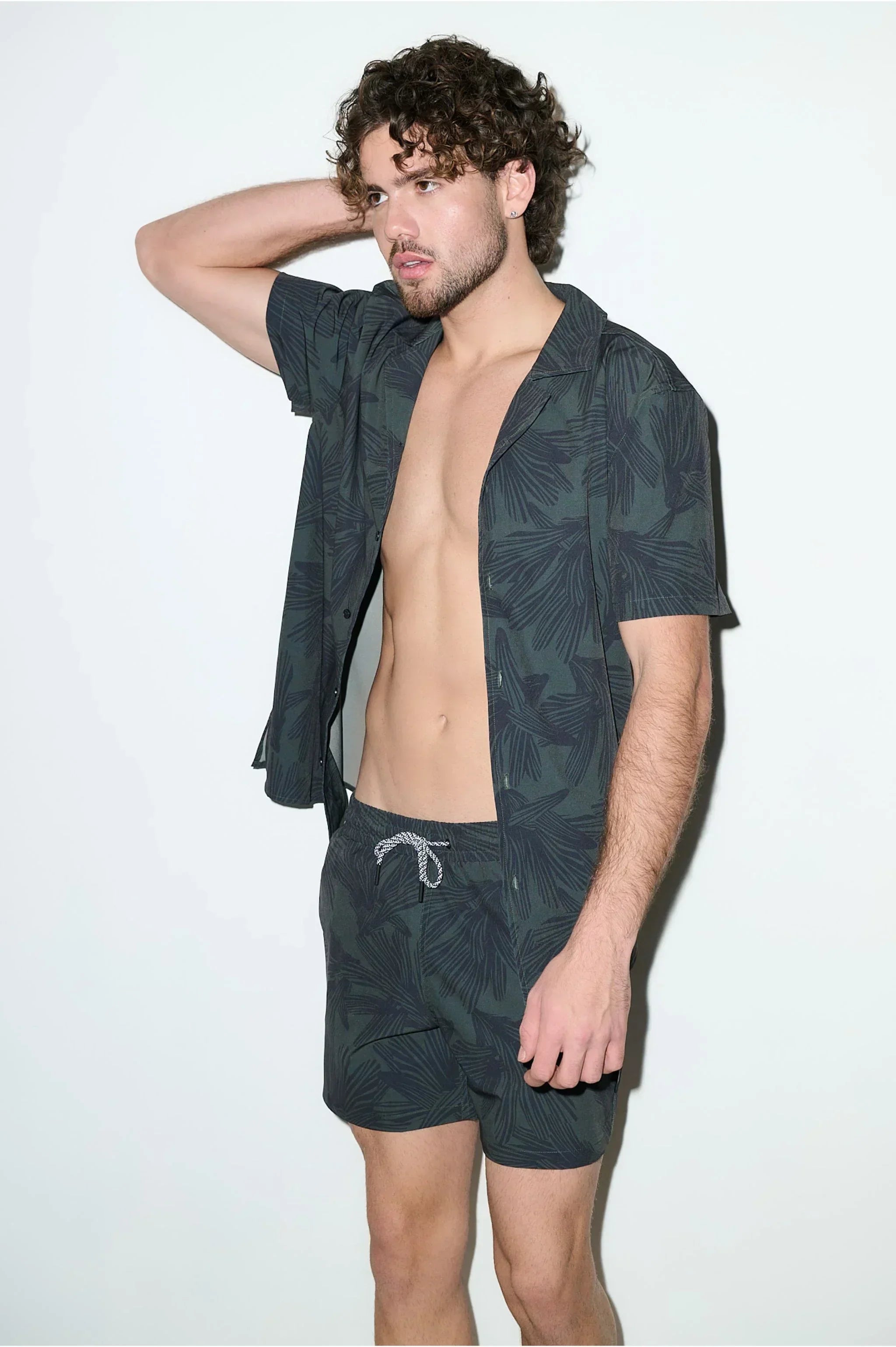 Saint Tropez Cabana Shirt Dark Olive - PLAYALUXE