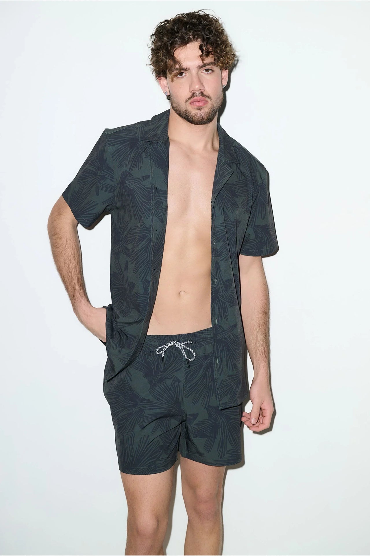 Saint Tropez Cabana Shirt Dark Olive - PLAYALUXE