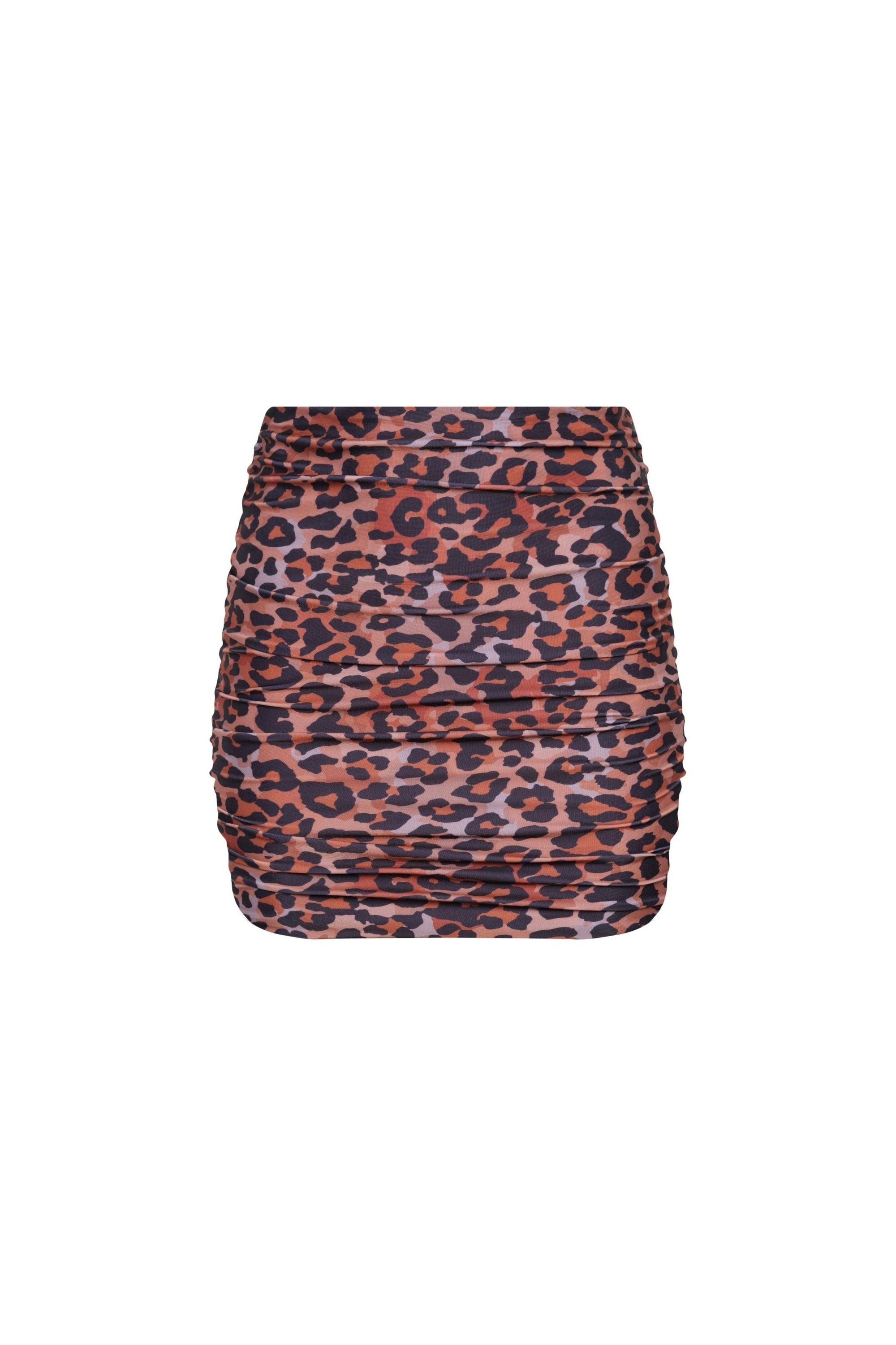 Rio Ruched Mini Skirt Leopard