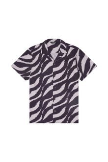 Saint Tropez Cabana Shirt Black Wave - PLAYALUXE