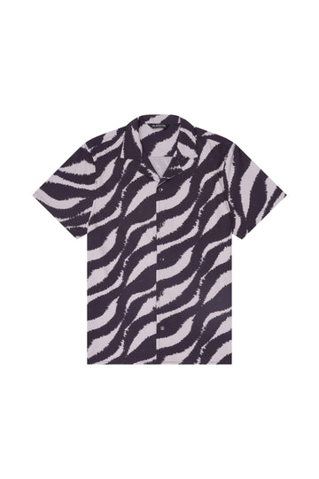 Saint Tropez Cabana Shirt Black Wave - PLAYALUXE