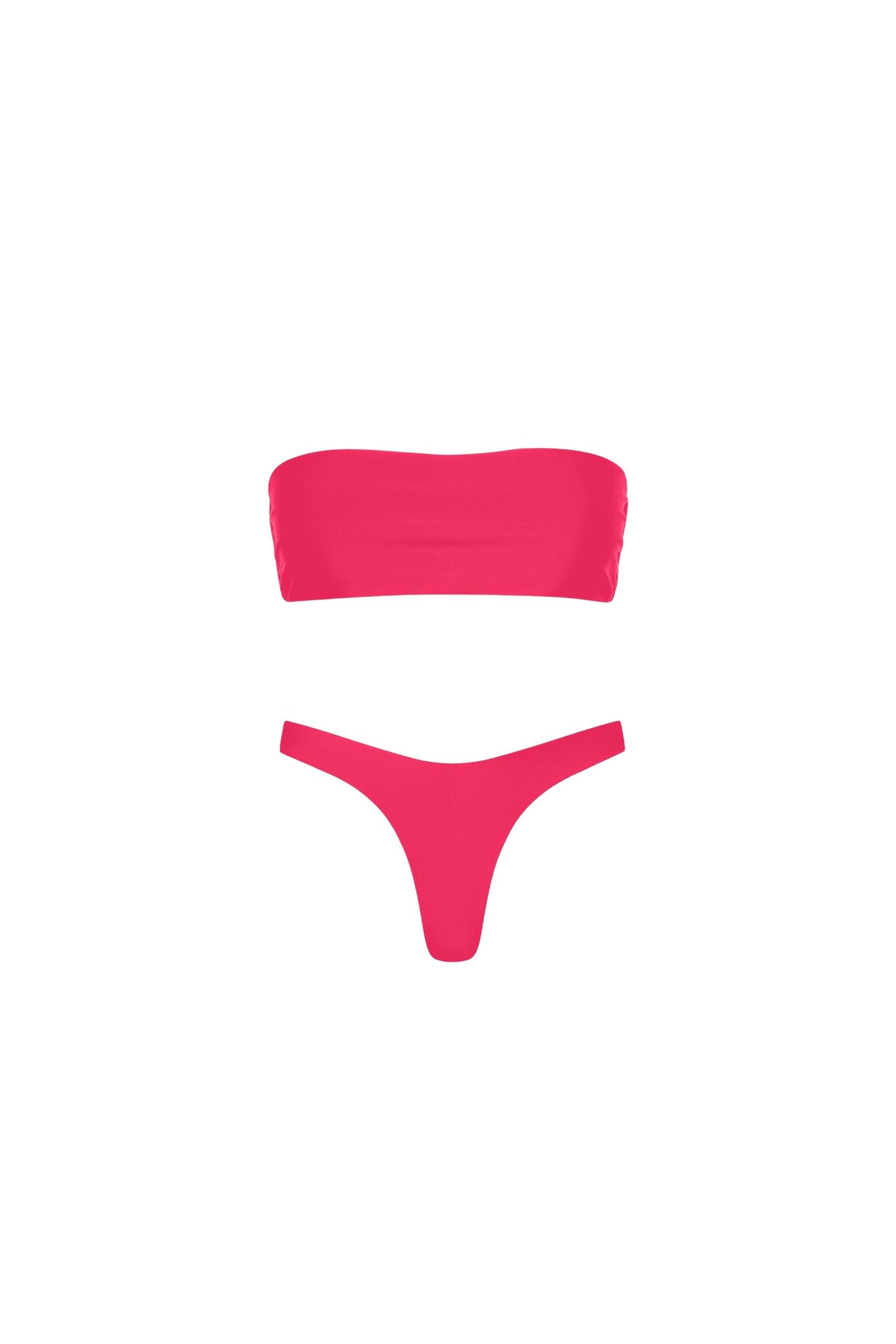 Santorini Seamless Bandeau Bikini Set Hot Pink