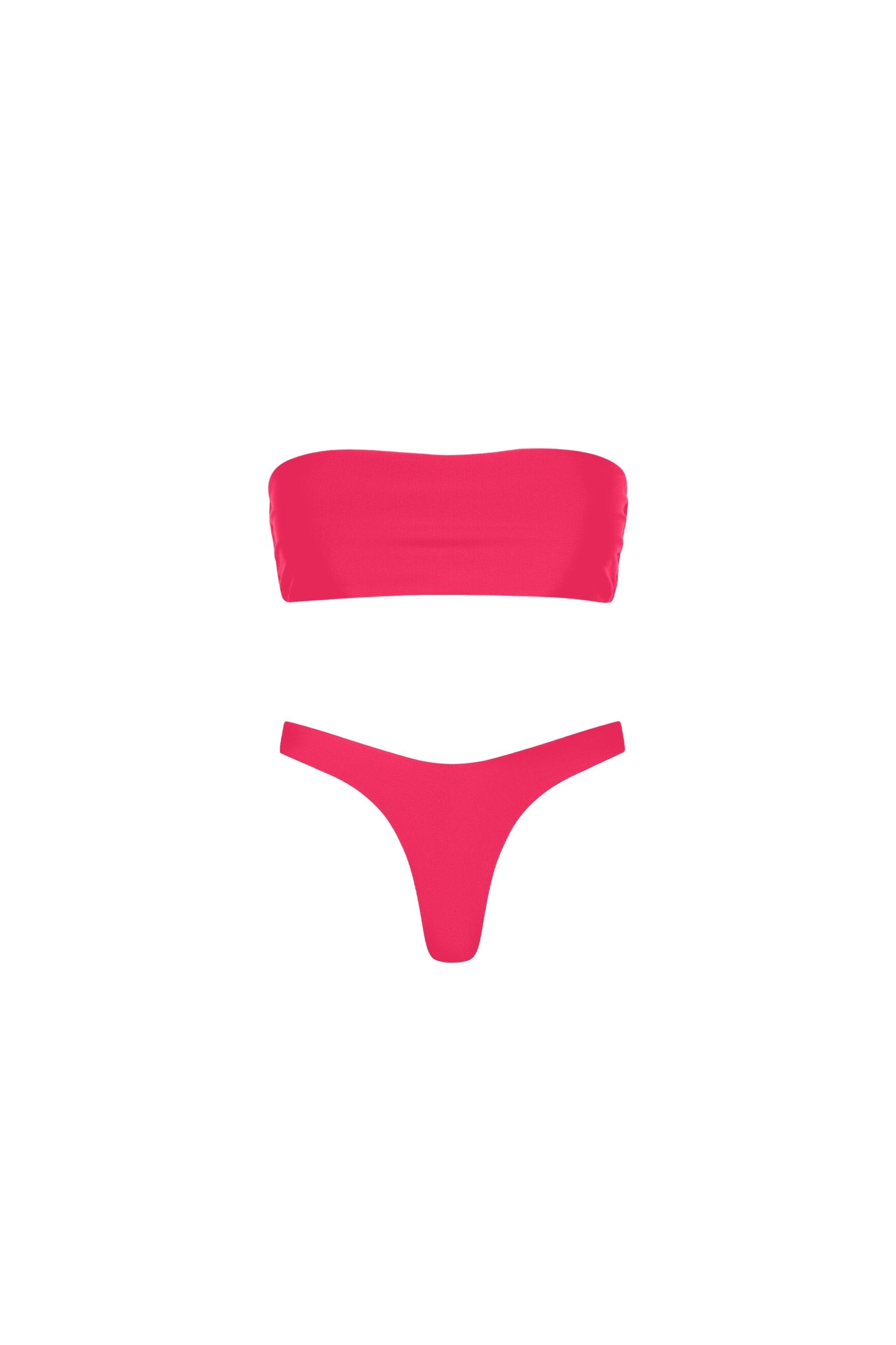 Santorini Seamless Bandeau Bikini Set Hot Pink