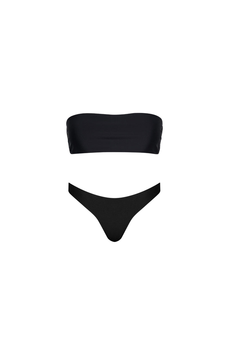 Santorini Seamless Bandeau Bikini Set Black