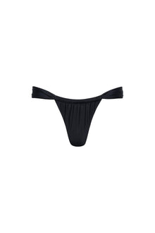 Black Ruched Thong Bikini Bottom