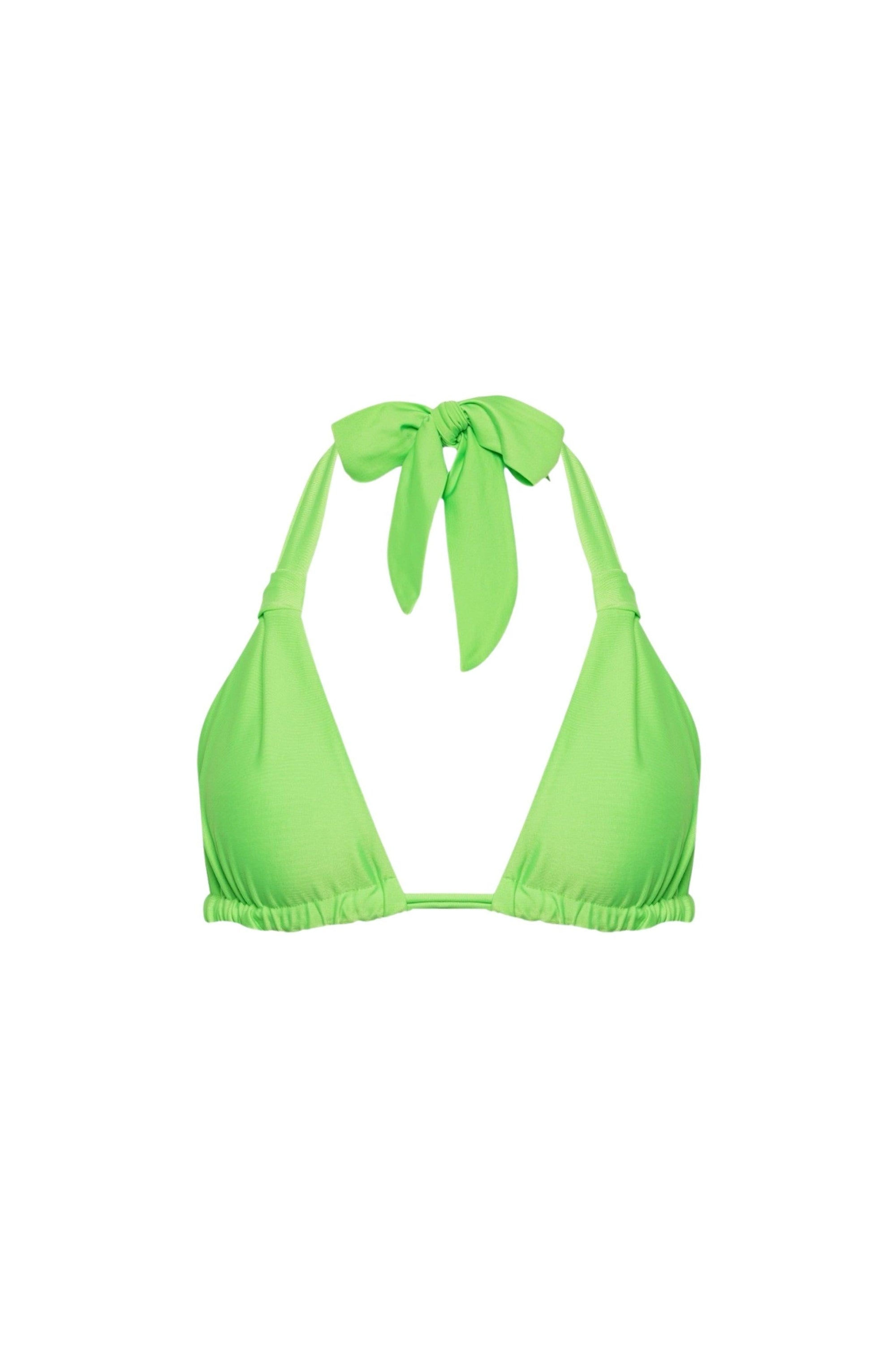 Santorini Ruched Triangle Bikini Top Neon Green