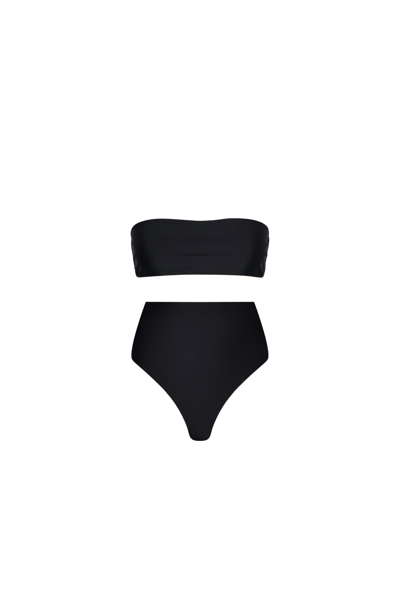 Strapless High Waist Bikini Set Black - PLAYALUXE