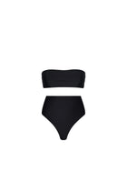 Strapless High Waist Bikini Set Black - PLAYALUXE