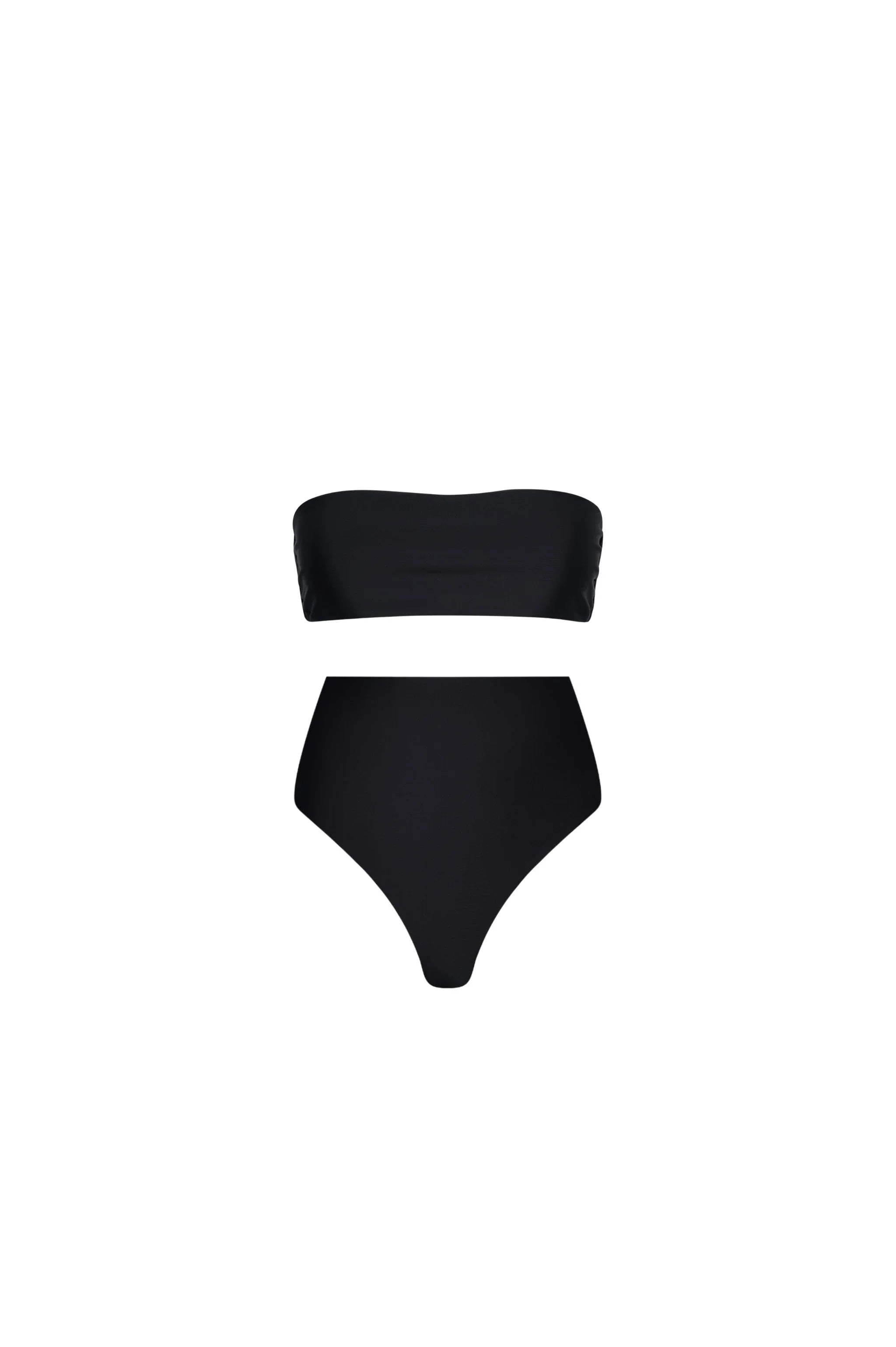 Strapless High Waist Bikini Set Black - PLAYALUXE