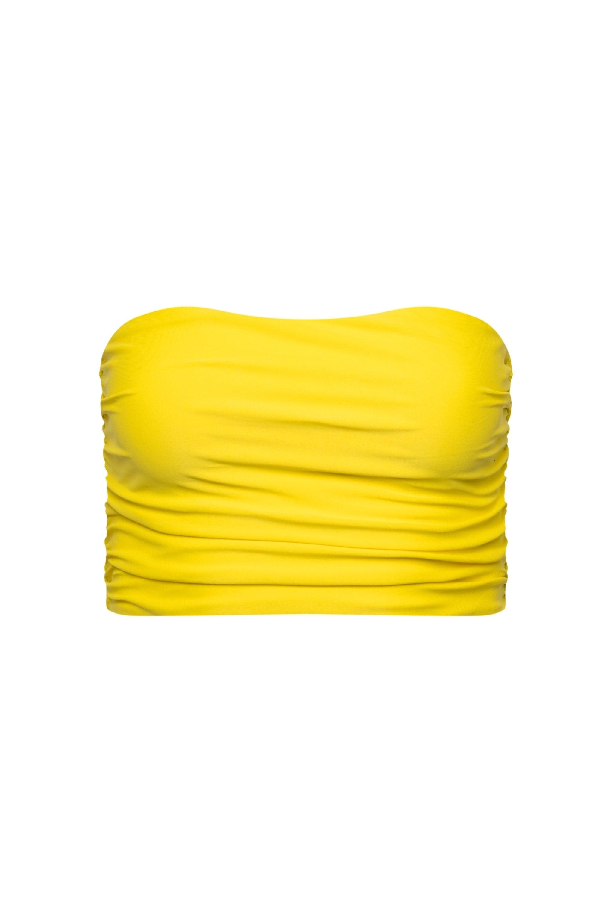 Yellow Ruched Tankini Top