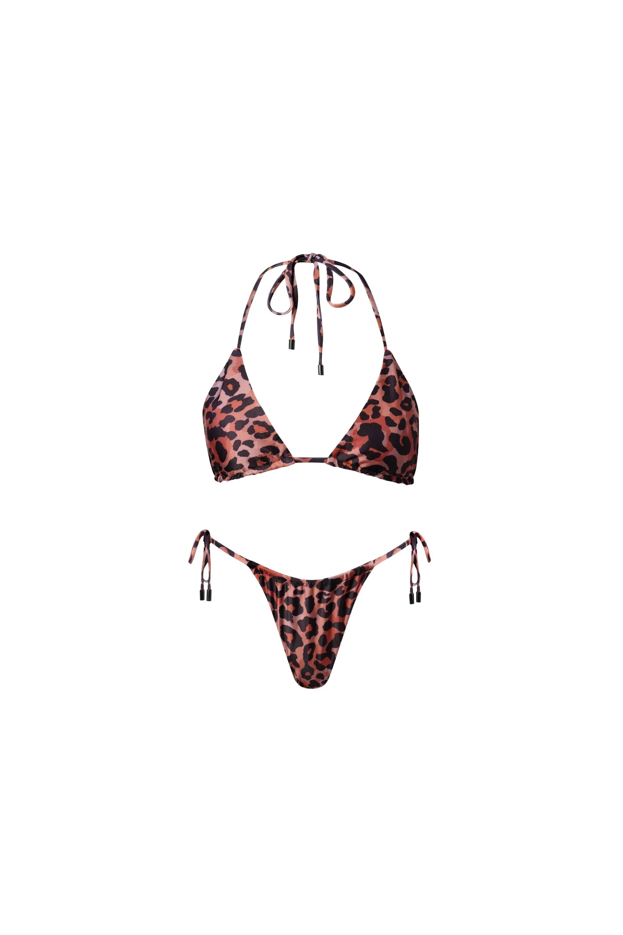 Waikiki Triangle String Bikini Set Leopard