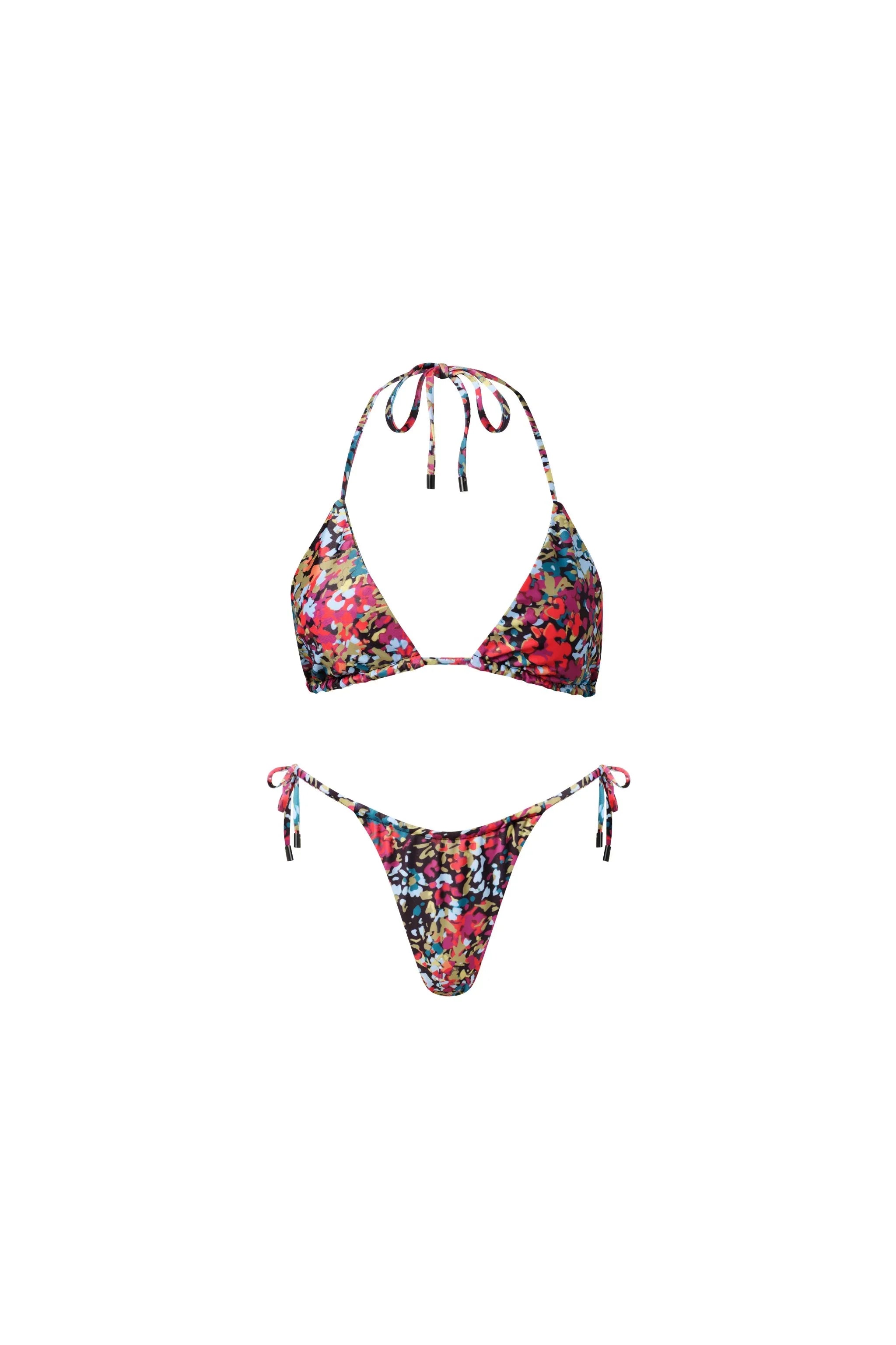 Waikiki Triangle String Bikini Set Red Confetti