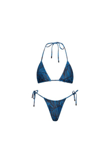 Blue Leaf Triangle String Bikini Set