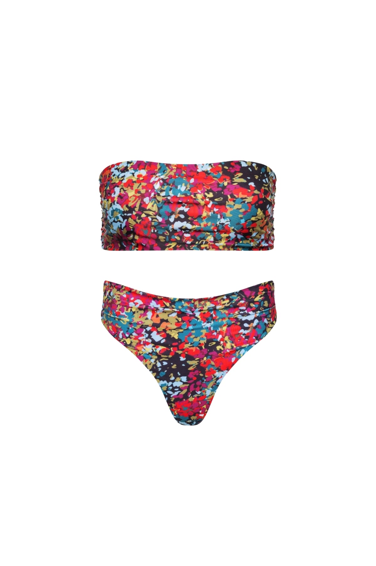 Capri Ruched Bandeau Bikini Set – Confetti