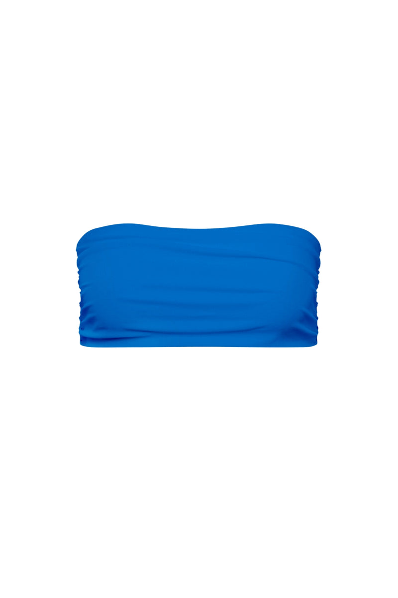 Capri Ruched Bandeau Bikini Top Blue - PLAYALUXE