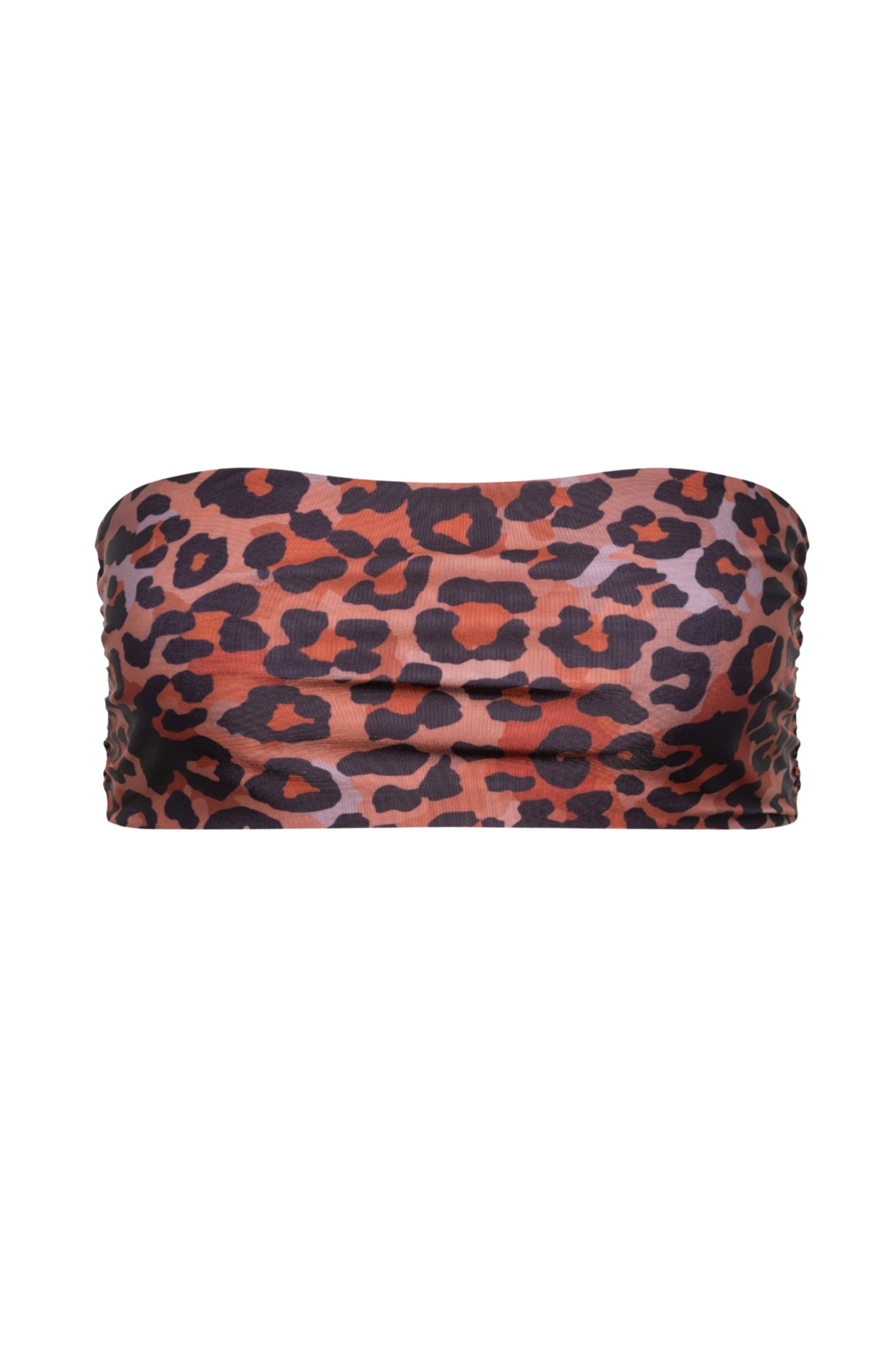 Leopard print bandeau bikini top