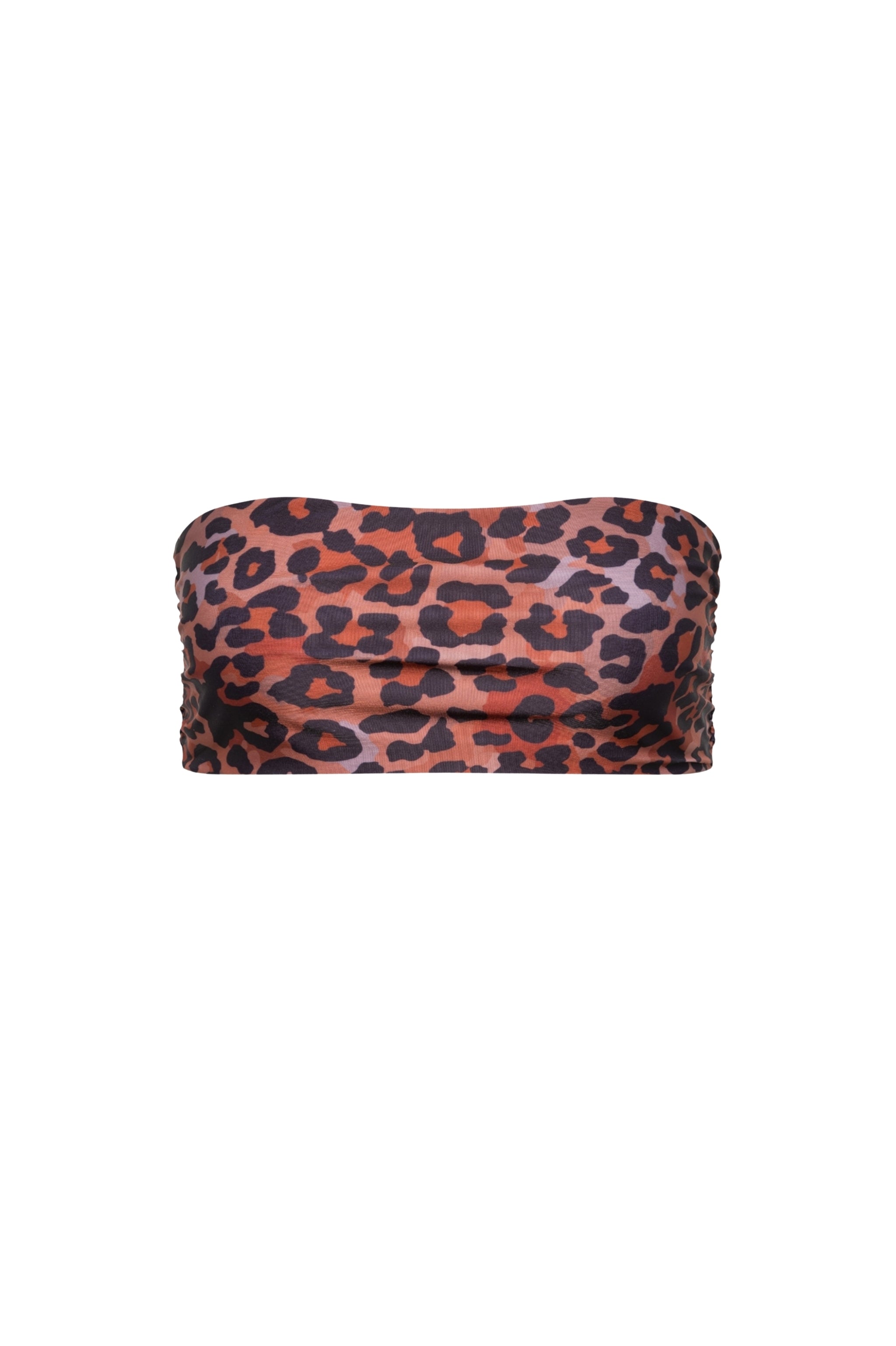 Capri Ruched Bandeau Bikini Top Leopard - PLAYALUXE