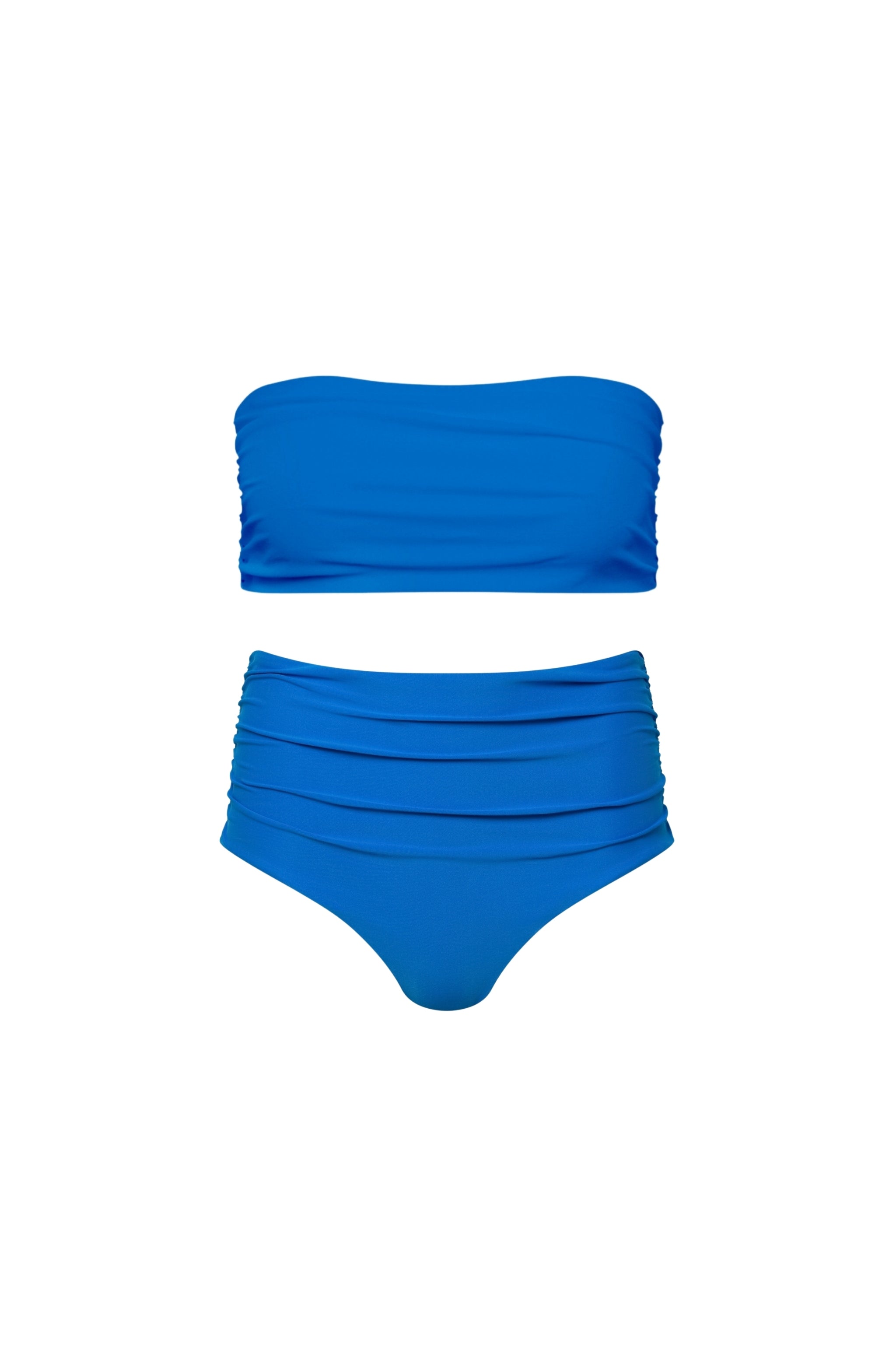 Capri Ruched Full Coverage Bikini Set Blue - PLAYALUXE