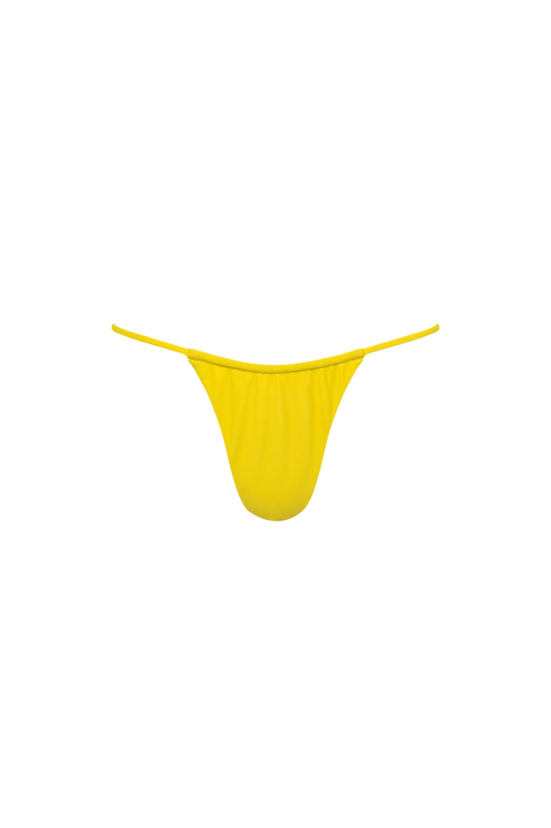 Capri Ruched String Bikini Bottom Yellow - PLAYALUXE