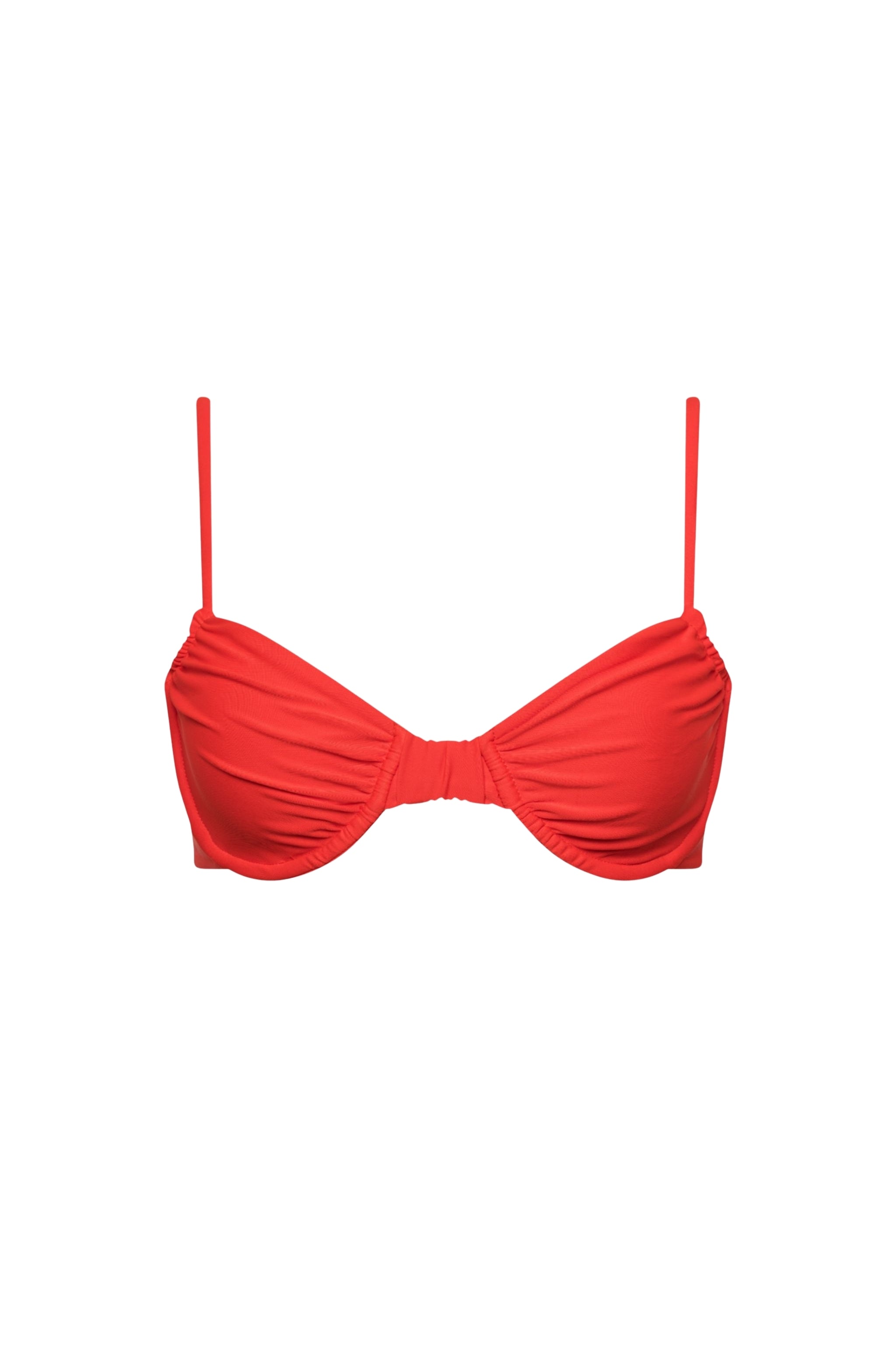 Capri Ruched Underwire Bikini Top Red - PLAYALUXE