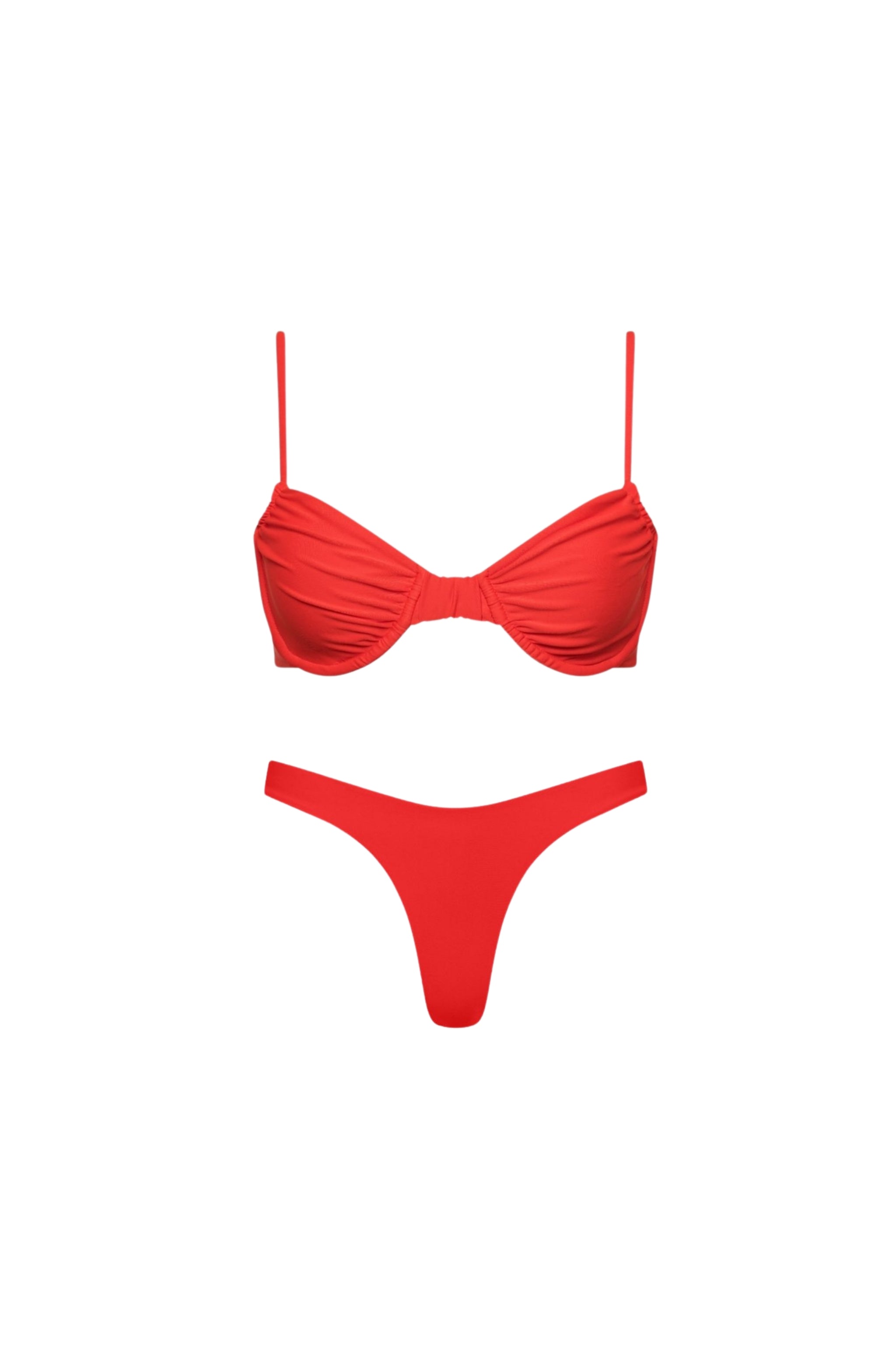 High Cut Underwire Bikini Set Red - PLAYALUXE