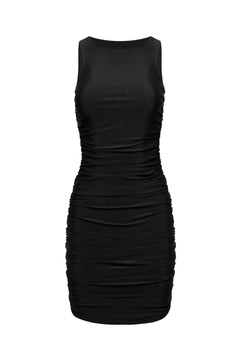 Ibiza Ruched Mini Dress Black - PLAYALUXE
