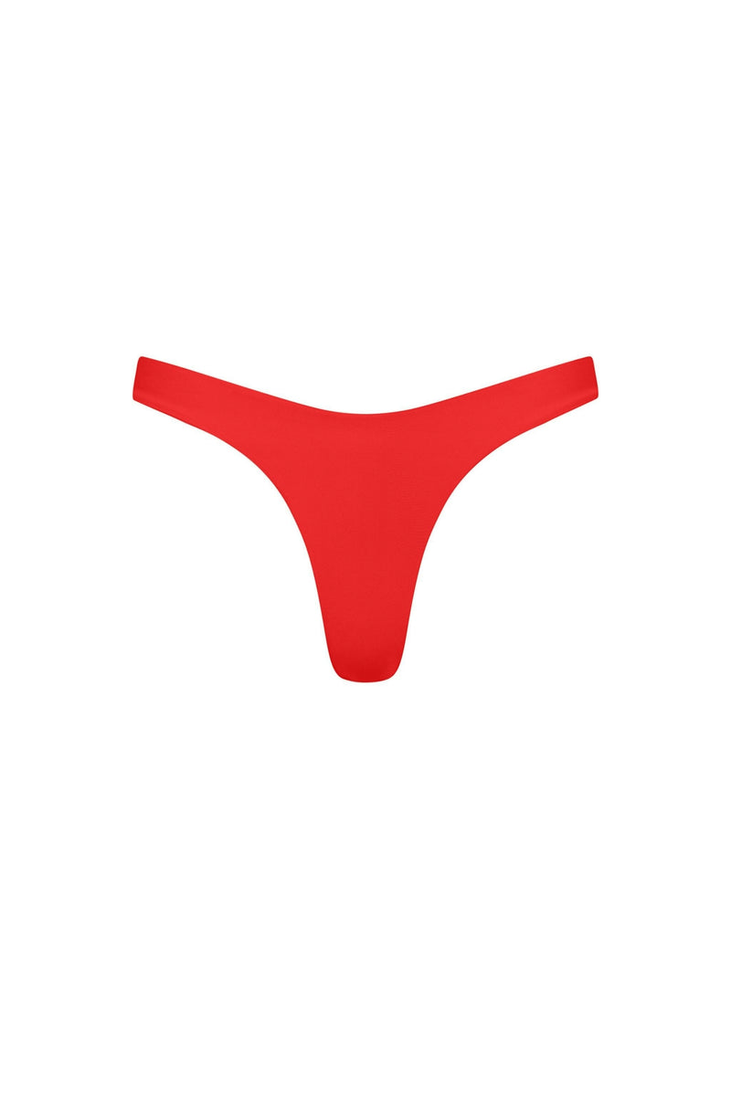 Malibu High Cut Bikini Bottom Red - PLAYALUXE
