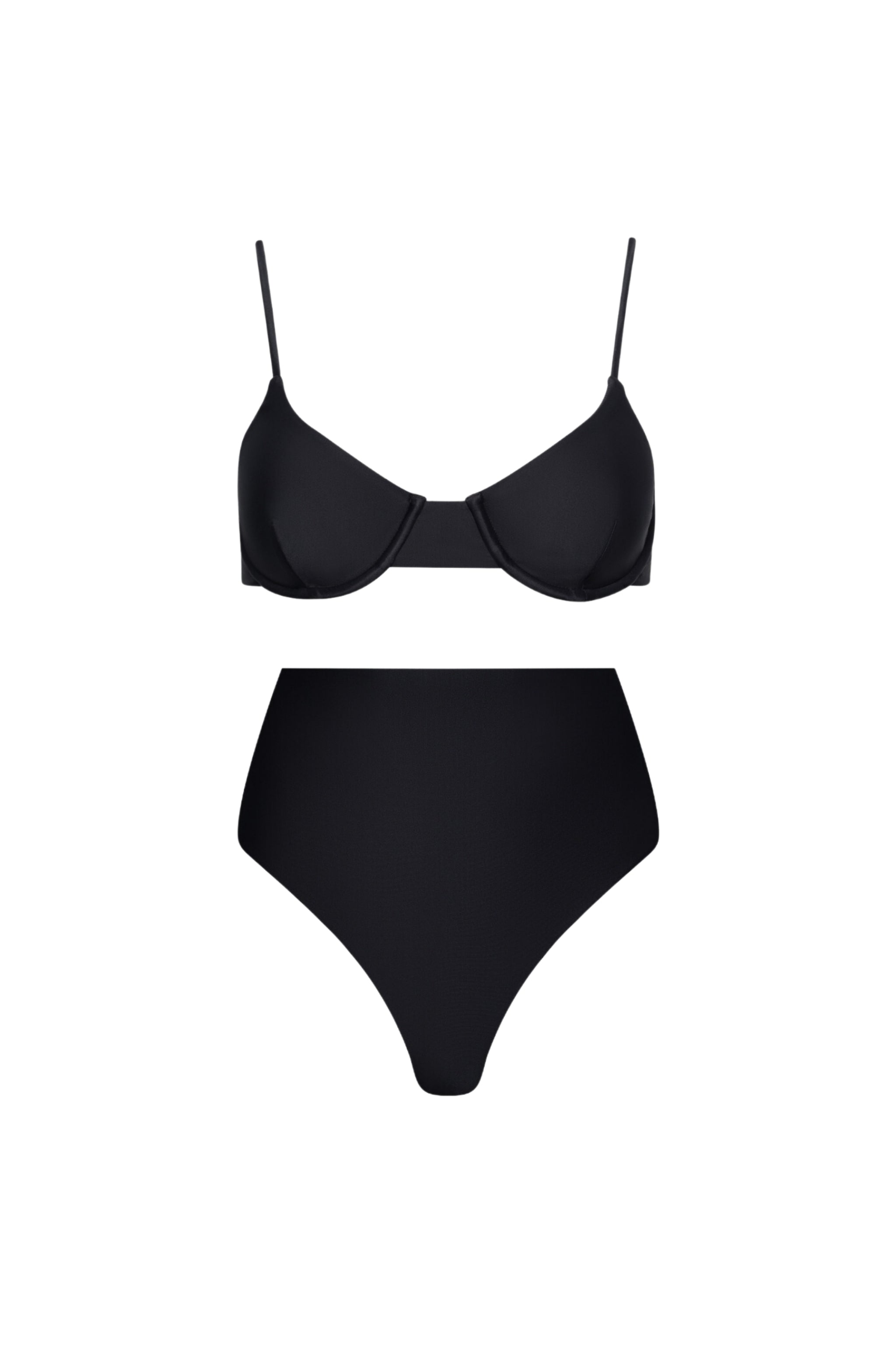 Palermo High Waist Bikini Set Black - PLAYALUXE