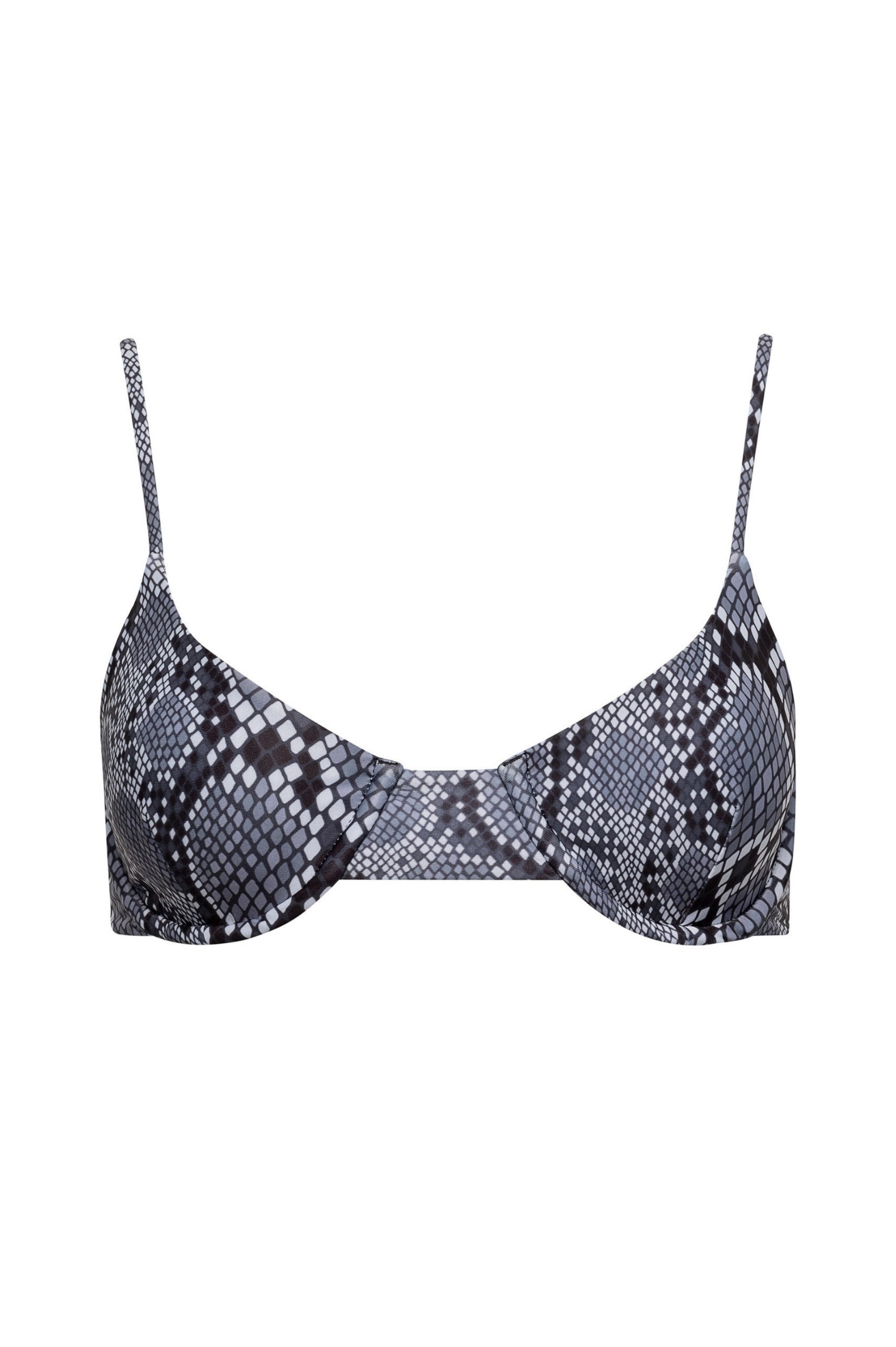 Snakeskin patterned underwire bikini top