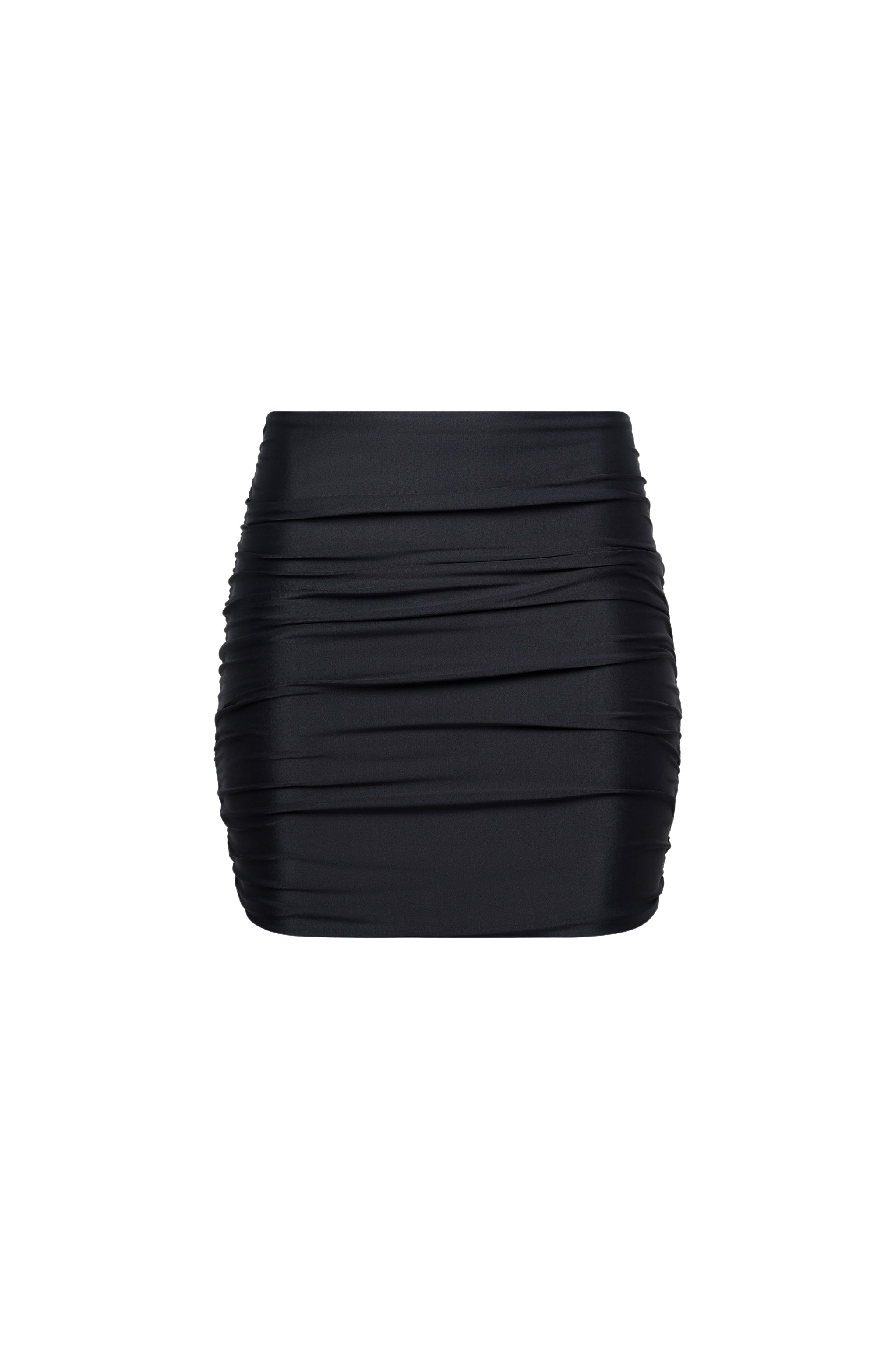 Rio Ruched Mini Skirt Black - PLAYALUXE