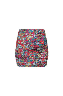 Rio Ruched Mini Skirt Red Confetti - PLAYALUXE