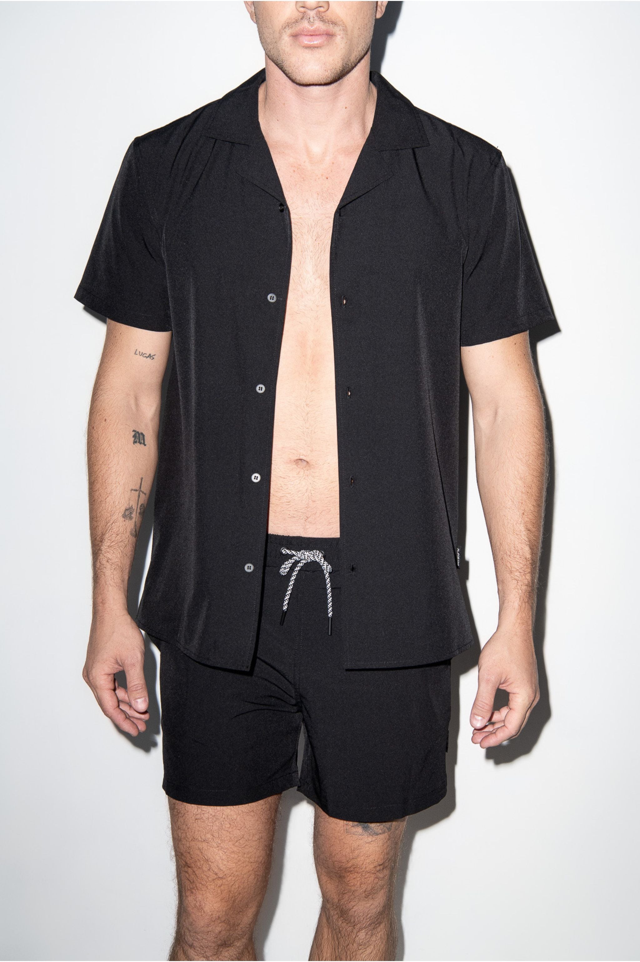 Saint Tropez Cabana Shirt Black - PLAYALUXE