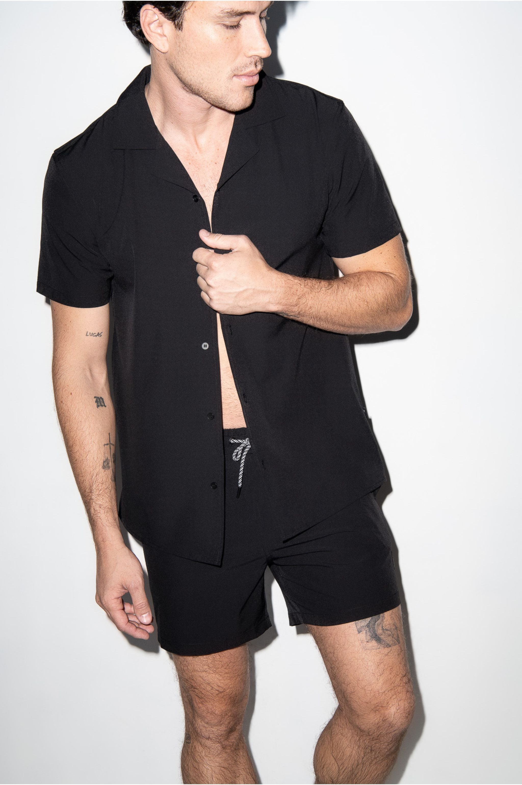 Saint Tropez Cabana Shirt Black - PLAYALUXE