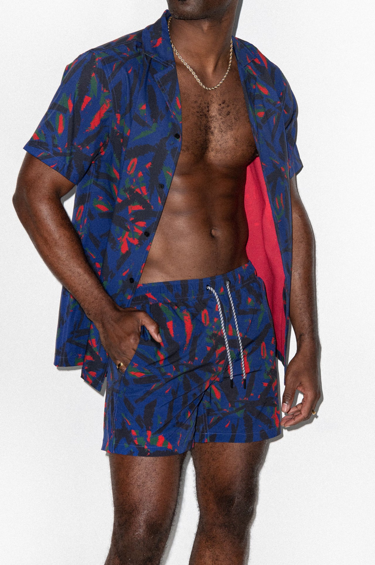 Saint Tropez Cabana Set Navy Palm