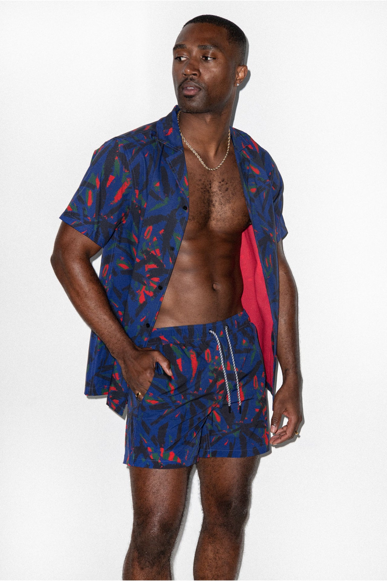 Saint Tropez Cabana Set Navy Palm