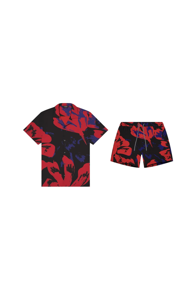 Saint Tropez Red Vintage Floral Cabana Set - PLAYALUXE