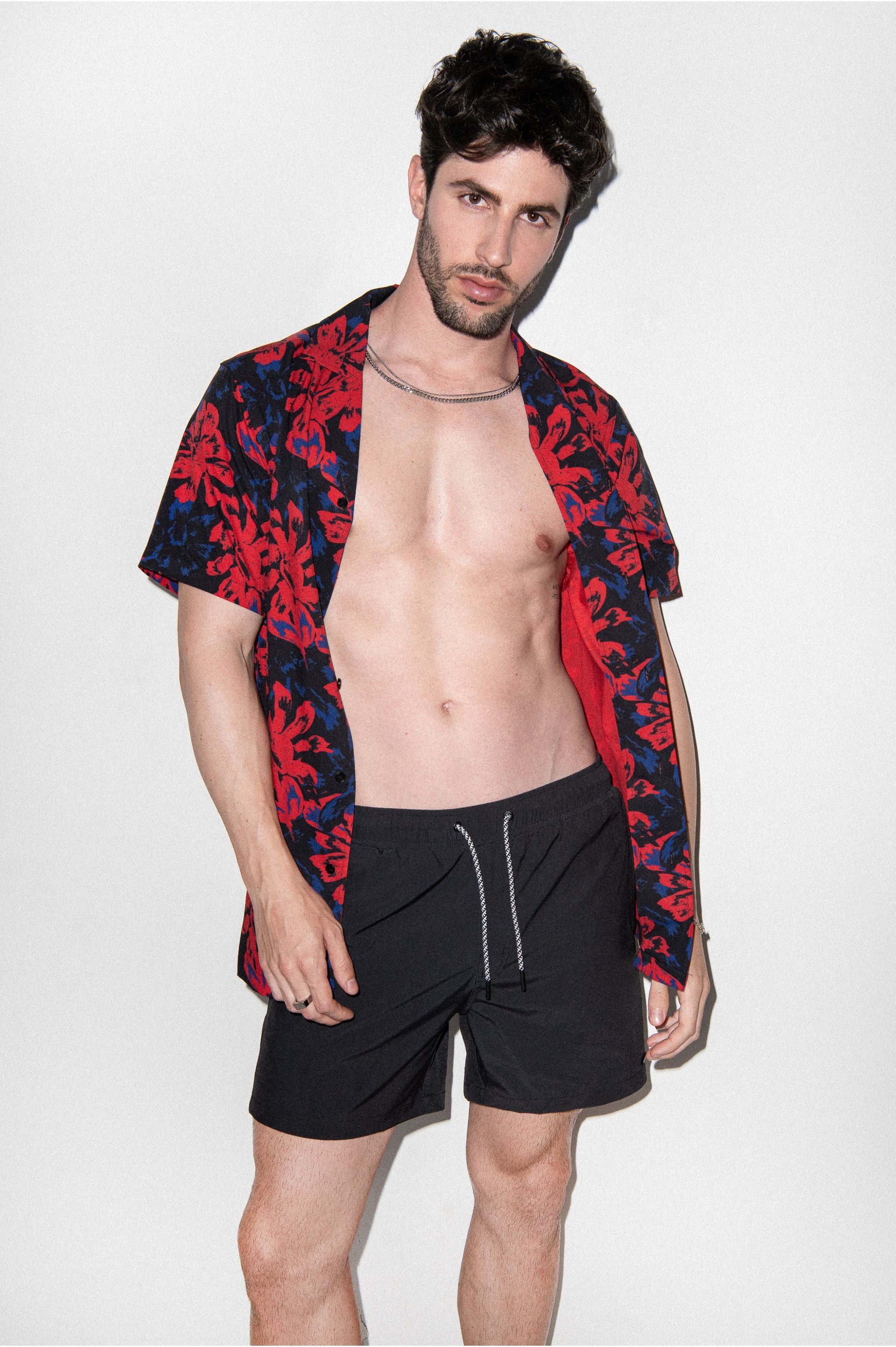 Saint Tropez Red Vintage Floral Cabana Shirt
